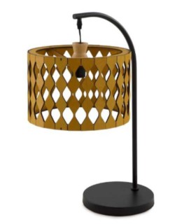 Lámpara de Mesa Artesanal de Madera y Metal Iron