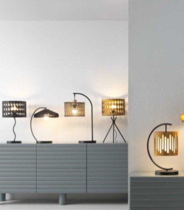 Lámpara de Mesa Industrial de Madera y Metal Orbit