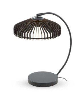 Lámpara de Mesa Industrial Curva de Madera y Metal Eclipse