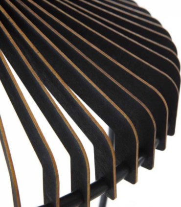 Lámpara de Mesa Industrial Curva de Madera y Metal Eclipse