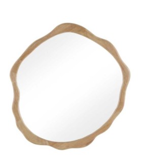 Espejo Redondo Irregular de Madera Natural Filo