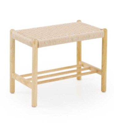 Banqueta de Fresno con Asiento de Cuerda Natural Artaix