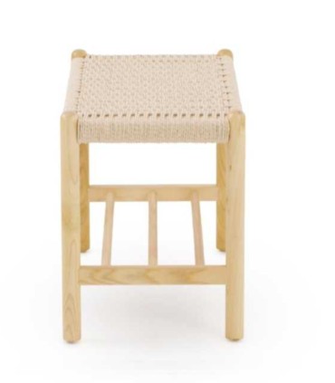 Banqueta de Fresno con Asiento de Cuerda Natural Artaix
