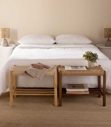 Banqueta de Fresno con Asiento de Cuerda Natural Artaix
