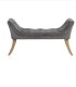 Banqueta Descalzadora Chesterfield Gris de Terciopelo con Capitoné y Patas de Madera Natural Freyja