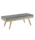 Banqueta Tapizada de Terciopelo Gris con Patas de Madera de Pino Natural Soren