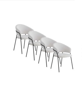 Pack de 4 Sillas Tapizadas Gris y Crema Modernas Fion