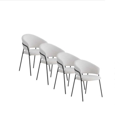 Pack de 4 Sillas Tapizadas Gris y Crema Modernas Fion