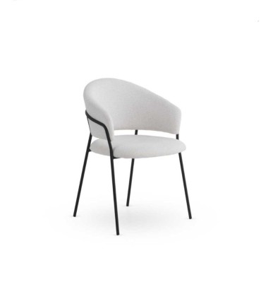 Pack de 4 Sillas Tapizadas Gris y Crema Modernas Fion