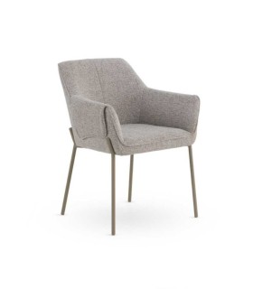 Pack De 4 Sillas Valérie Tapizadas En Chenilla Con Brazos Y Patas Metal Taupe Aveline I, beig