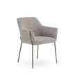 Pack De 4 Sillas Tapizadas En Chenilla Con Brazos Y Patas Metal Taupe Aveline I