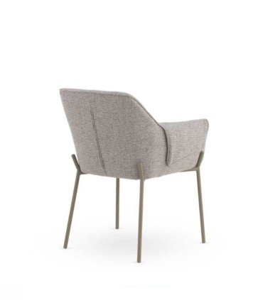 Pack De 4 Sillas Valérie Tapizadas En Chenilla Con Brazos Y Patas Metal Taupe Aveline I, beig
