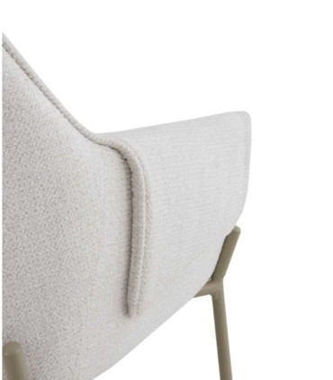 Pack De 4 Sillas Valérie Tapizadas En Chenilla Con Brazos Y Patas Metal Taupe Aveline I, crema