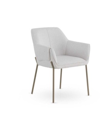 Pack De 4 Sillas Tapizadas En Chenilla Con Brazos Y Patas Metal Taupe Aveline I de Ambar Muebles