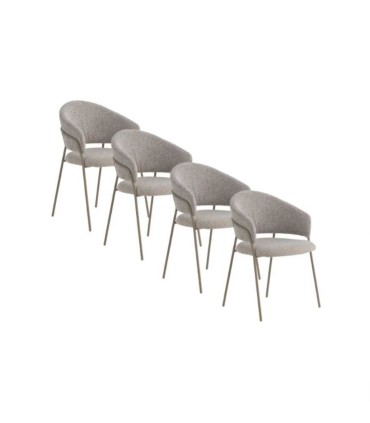 Pack 4 Sillones Tapizados en Chenilla con Patas de Metal Fion I, beig