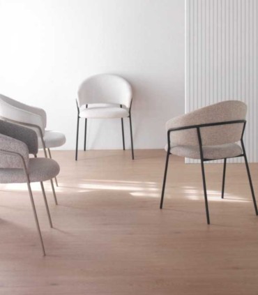 Pack 4 Sillones Tapizados en Chenilla con Patas de Metal Fion I
