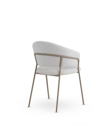 Pack 4 Sillones Tapizados en Chenilla con Patas de Metal Fion I, crema