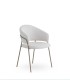 Pack 4 Sillones Tapizados en Chenilla con Patas de Metal Fion I, crema