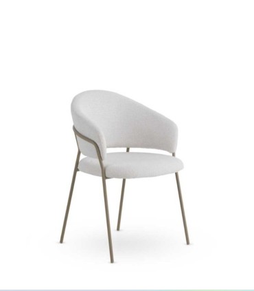 Pack 4 Sillones Tapizados en Chenilla con Patas de Metal Fion I, crema