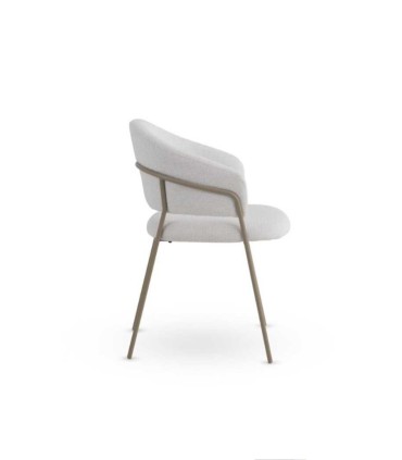 Pack 4 Sillones Tapizados en Chenilla con Patas de Metal Fion I, crema