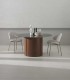 Mesa Redonda En Cerámica Efecto Mármol Negro Brillo y Base Cilíndrica En Roble Asgard de Ambar Muebles