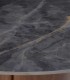 Mesa Redonda En Cerámica Efecto Mármol Negro Brillo y Base Cilíndrica En Roble Asgard