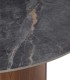 Mesa Redonda En Cerámica Efecto Mármol Negro Brillo y Base Cilíndrica En Roble Asgard