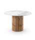 Mesa Redonda Cerámica Mármol Calacatta Brillo con Base Cilíndrica Roble Asgard I, medida 120 cm