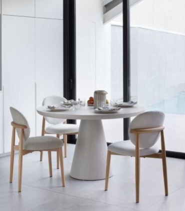 Pack de 2 Sillas de Comedor Roble y Chenilla Beige o Blanco Harrison I