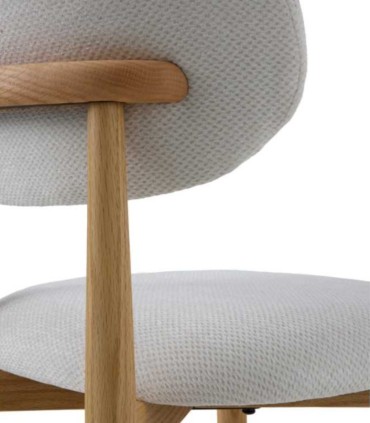 Pack de 2 Sillas de Comedor Roble y Chenilla Beige o Blanco Harrison I