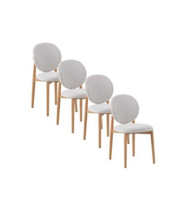 Pack de 2 Sillas de Comedor Roble y Chenilla Beige o Blanco Harrison I