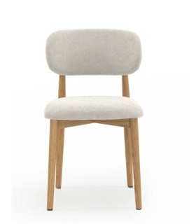 Pack 2 Sillas Tapizadas Beige de Chenilla y Madera de Roble Niam