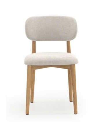 Pack 2 Sillas Tapizadas Beige de Chenilla y Madera de Roble Niam