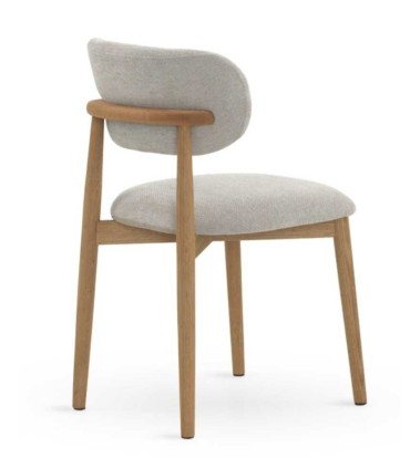 Pack 2 Sillas Tapizadas Beige de Chenilla y Madera de Roble Niam
