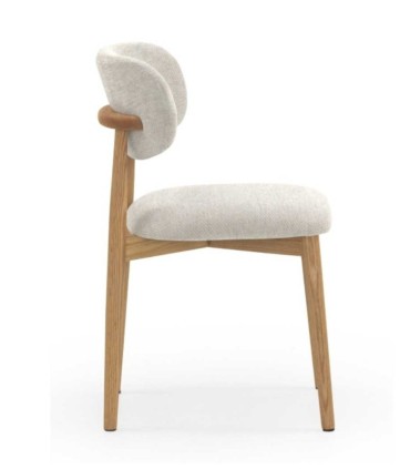 Pack 2 Sillas Tapizadas Beige de Chenilla y Madera de Roble Niam