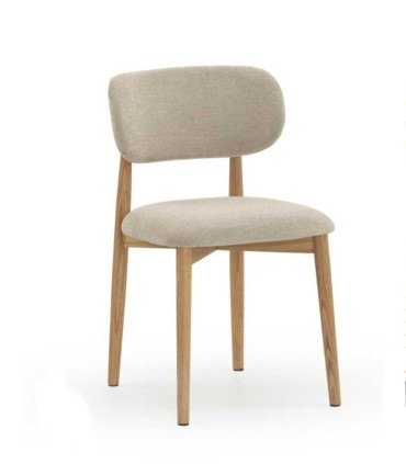 Pack 2 Sillas Tapizadas Beige de Chenilla y Madera de Roble Niam