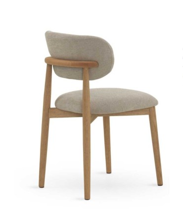 Pack 2 Sillas Tapizadas Beige de Chenilla y Madera de Roble Niam