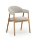 Pack de 2 Sillones de Comedor Beige Tapizados en Chenilla y Madera de Roble Declan