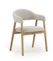 Pack de 2 Sillones de Comedor Beige Tapizados en Chenilla y Madera de Roble Declan