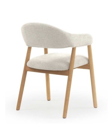 Pack de 2 Sillones de Comedor Beige Tapizados en Chenilla y Madera de Roble Declan