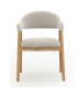 Pack de 2 Sillones de Comedor Beige Tapizados en Chenilla y Madera de Roble Declan