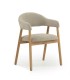 Pack de 2 Sillones de Comedor Beige Tapizados en Chenilla y Madera de Roble Declan