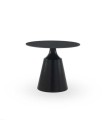 Mesa de Comedor Redonda en Ceramica Negra Mate y Base Metálica Oisis