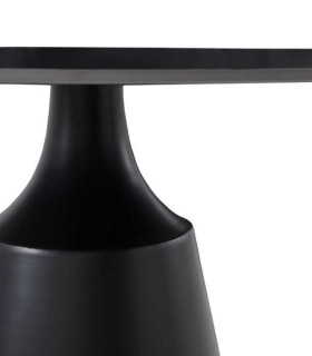 Mesa de Comedor Redonda en Ceramica Negra Mate y Base Metálica Oisis