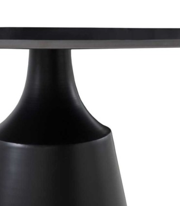 Mesa de Comedor Redonda en Ceramica Negra Mate y Base Metálica Oisis