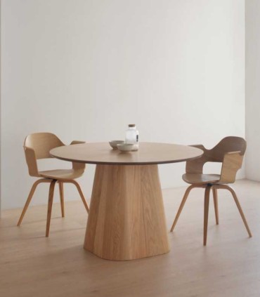 Mesa de Comedor Redonda de Roble para 6 Personas Zeta