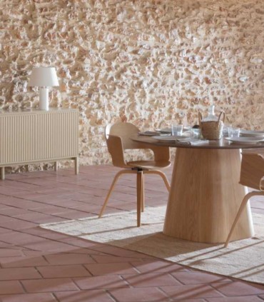 Mesa de Comedor Redonda de Roble para 6 Personas Zeta