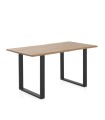 Mesa de Comedor de Acacia Maciza con Patas Metálicas Negras Abril