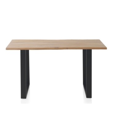 Mesa de Comedor de Acacia Maciza con Patas Metálicas Negras Abril