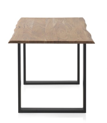 Mesa de Comedor de Acacia Maciza con Patas Metálicas Negras Abril